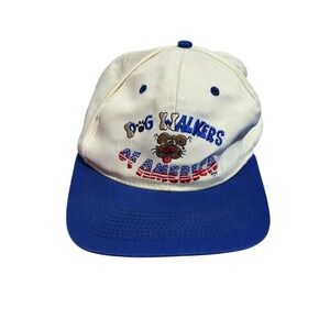 Vintage Laid Back Hat Cap‎ Snap Back One Size White Dog Walkers USA Mens 90s